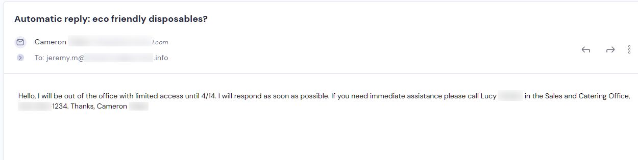 Retailer reply from CMJJ Gourmet